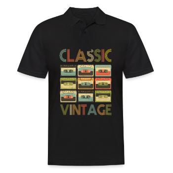 80s 90s Retro Vintage Classic old school - Men's Polo Shirt - black - Front - Kai (181cm)