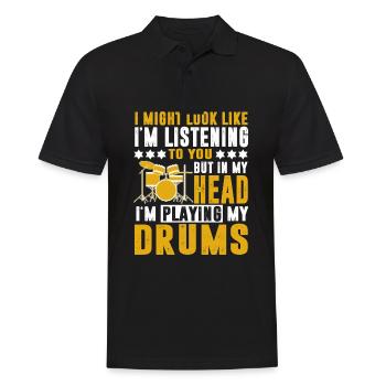 Schlagzeug Schlagzeuger - Männer Poloshirt - Schwarz - Vorne - Kai (181cm)
