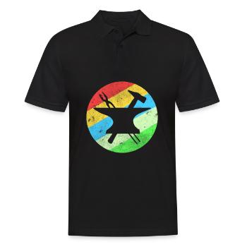 Vintage blacksmith gift anvil hammer iron profession - Men's Polo Shirt - black - Front - Kai (181cm)