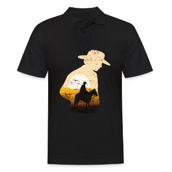 Cowboy Sunset Vintage Western - Polo Homme - noir - Devant - Kai (181cm)