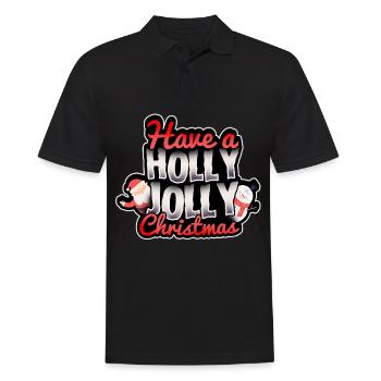 Holly jolly Weihnachten Weihnachtsmann Frohes Fest - Männer Poloshirt - Schwarz - Vorne - Kai (181cm)