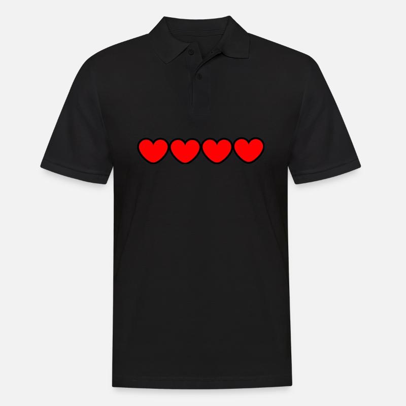Cadeau drôle d'image de 4 coeurs - Polo Homme - noir