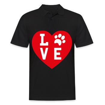 Love chien patte coeur Love Dog Paw Heart - Polo Homme - noir - Devant - Kai (181cm)