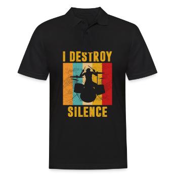 Retro Drum Drummer Batteur Rocker - Polo Homme - noir - Devant - Kai (181cm)