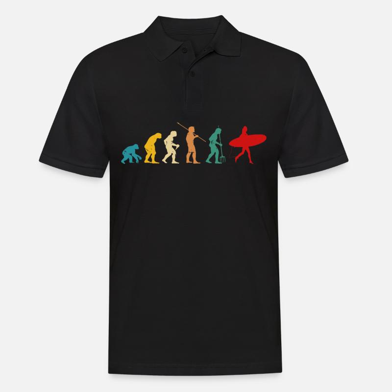 Retro Evolution Surfeur - Polo Homme - noir