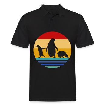 Pingouin animaux rétro des années 70 animal animal amoureux - Polo Homme - noir - Devant - Kai (181cm)