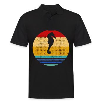 Retro Seepferd - Männer Poloshirt - Schwarz - Vorne - Kai (181cm)