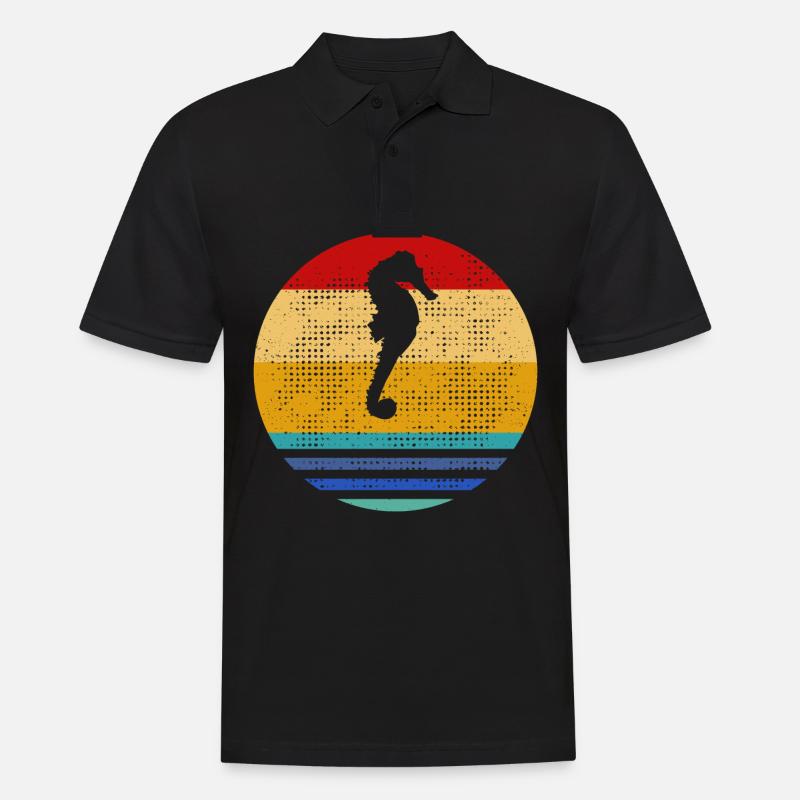 Retro Seepferd - Männer Poloshirt - Schwarz
