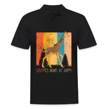 Animaux girafe animaux amour safari afrique jungle - Polo Homme - noir - Devant - Kai (181cm)