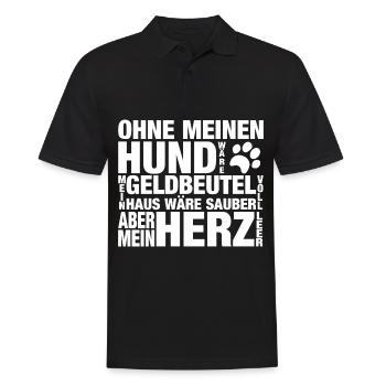 Ohne meinen Hund Pfote weiss - Männer Poloshirt - Schwarz - Vorne - Kai (181cm)