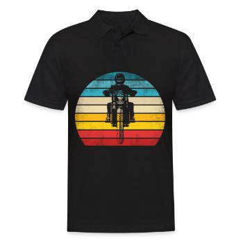 Motorrad Retro Vintage Motocross Biker Bike - Männer Poloshirt - Schwarz - Vorne - Kai (181cm)