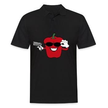 Poivrons cool avec une arme et des lunettes de soleil Ges - Polo Homme - noir - Devant - Kai (181cm)