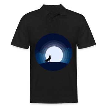 Moon Wolf Night Sky Mountain Howls Full Moon - Men's Polo Shirt - black - Front - Kai (181cm)