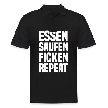 Essen saufen ficken repeat white - Männer Poloshirt - Schwarz - Vorne - Kai (181cm)
