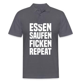 Essen saufen ficken repeat white - Männer Poloshirt - Anthrazit - Vorne - Nico (186cm)