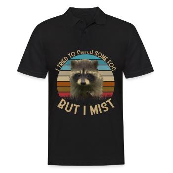 Raccoon Retro Vintage Funny Animals Animal Lovers - Men's Polo Shirt - black - Front - Kai (181cm)
