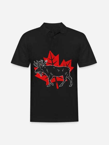 Canadian Elk Canada Drapeau Canada Feuille d'érable - Polo Homme - noir