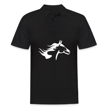 Pferdekopf - Männer Poloshirt - Schwarz - Vorne - Kai (181cm)