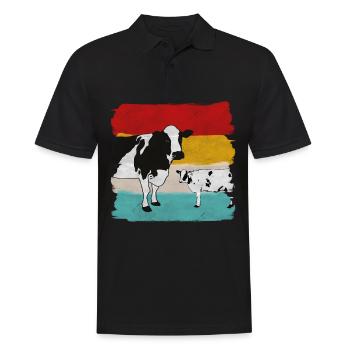 Kühe Kuh Retro Bauernhof Bauer Farm Farmer - Männer Poloshirt - Schwarz - Vorne - Kai (181cm)