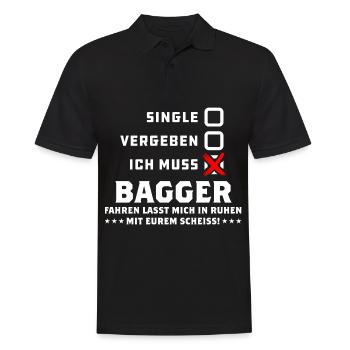 Baggerfahrer T-Shirt - Ich muss Baggerfahren - Männer Poloshirt - Schwarz - Vorne - Kai (181cm)