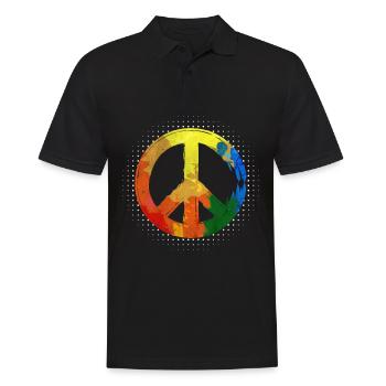 Mouvement Hippie Mouvement Hippie Peace Movement Peace - Polo Homme - noir - Devant - Kai (181cm)