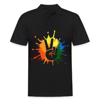 Frieden Peace Peacezeichen Hippie - Männer Poloshirt - Schwarz - Vorne - Kai (181cm)