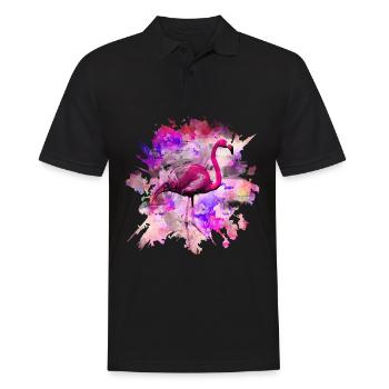 Pink Flamingo - Männer Poloshirt - Schwarz - Vorne - Kai (181cm)