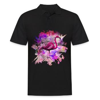 Pink Flamingo - Männer Poloshirt - Schwarz - Vorne - Kai (181cm)