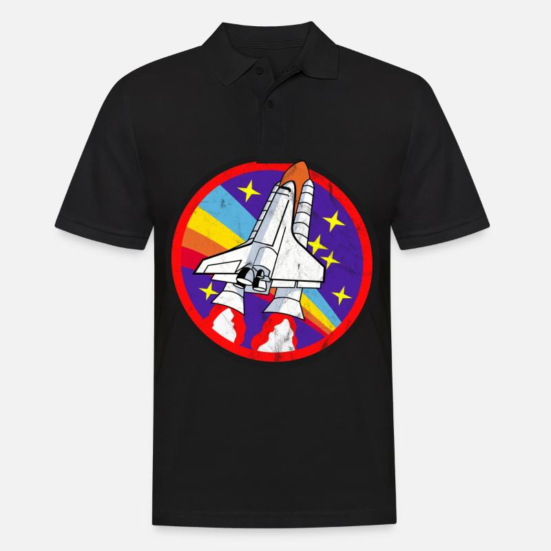 Fusée | L'espace | Look usagé | idée cadeau - Polo Homme - noir