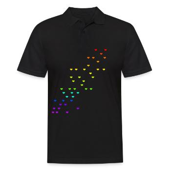 Herzen bunt Regenbogen Farben Geschenkidee - Männer Poloshirt - Schwarz - Vorne - Kai (181cm)