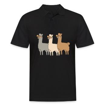 Alpaka Llama - Männer Poloshirt - Schwarz - Vorne - Kai (181cm)