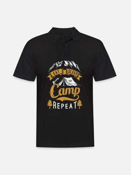 Eat sleep camp repeat - Men's Polo Shirt - black