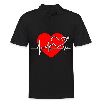 Coeur coeur EKG coeur ligne avec partenaire amour flèche - Polo Homme - noir - Devant - Kai (181cm)