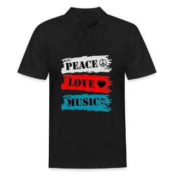 Musik Peace Love Geschenk für Musikliebhaber - Männer Poloshirt - Schwarz - Vorne - Kai (181cm)