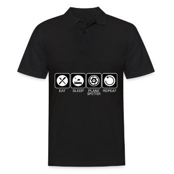 Plane Spotter Eat Sleep Repeat für Planespotter - Männer Poloshirt - Schwarz - Vorne - Kai (181cm)