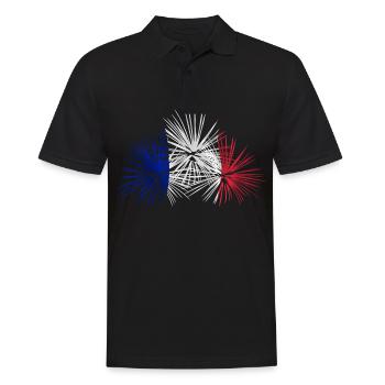 Drapeaux de la nation des feux d'artifice du Nouvel An France - Polo Homme - noir - Devant - Kai (181cm)