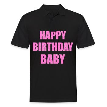 Rosa Glitzer Happy Birthday Baby Funkeln Geschenk - Männer Poloshirt - Schwarz - Vorne - Kai (181cm)