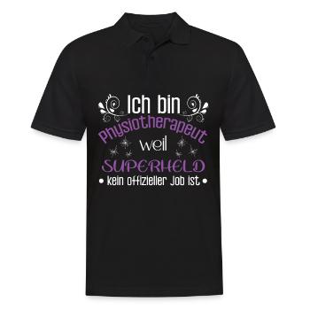Ich bin Superheld Physiotherapeut - Männer Poloshirt - Schwarz - Vorne - Kai (181cm)