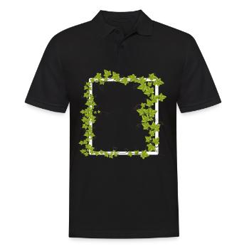 Rahmen mit Efeu Deko - Männer Poloshirt - Schwarz - Vorne - Kai (181cm)