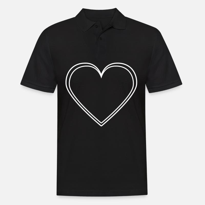 Weißes Herz - Männer Poloshirt - Schwarz