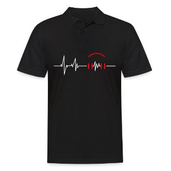 Kopfhörer EKG Musik Herzlinie - Männer Poloshirt - Schwarz - Vorne - Kai (181cm)