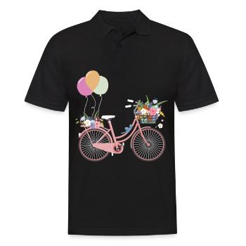 Fahrrad Blumen Luftballon Pink Rad - Männer Poloshirt - Schwarz - Vorne - Kai (181cm)