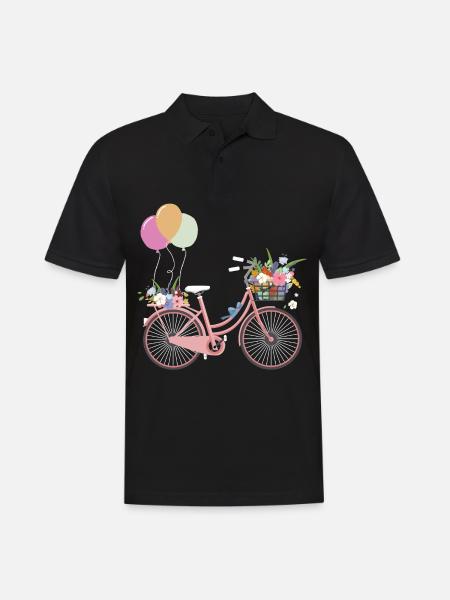 Vélo fleurs ballon rose roue - Polo Homme - noir