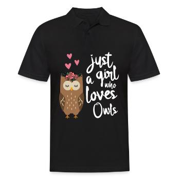 Eule Nur ein Mädchen dass Eulen liebt - Männer Poloshirt - Schwarz - Vorne - Kai (181cm)