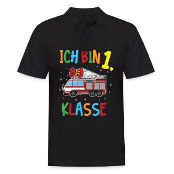 Einschulung Feuerwehr - Schule 2020 Schultüte - Männer Poloshirt - Schwarz - Vorne - Kai (181cm)