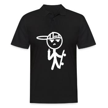 Funny stick figure skater skateboard gift - Men's Polo Shirt - black - Front - Kai (181cm)