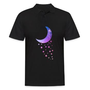 Halbmond mit Sternen Galaxie Geschenk - Männer Poloshirt - Schwarz - Vorne - Kai (181cm)