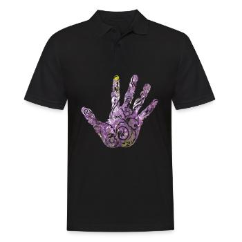 Lavendel Hand mit Blumen Muster Geschenk - Männer Poloshirt - Schwarz - Vorne - Kai (181cm)
