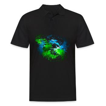Grün Blauer Farbfleck Deko Dein Text - Männer Poloshirt - Schwarz - Vorne - Kai (181cm)