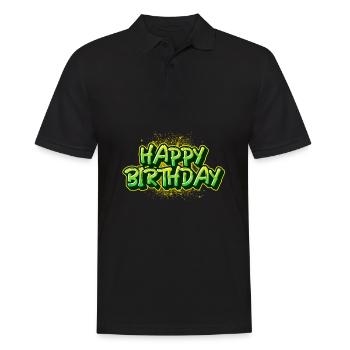 Happy Birthday Graffiti Lettering - Men's Polo Shirt - black - Front - Kai (181cm)